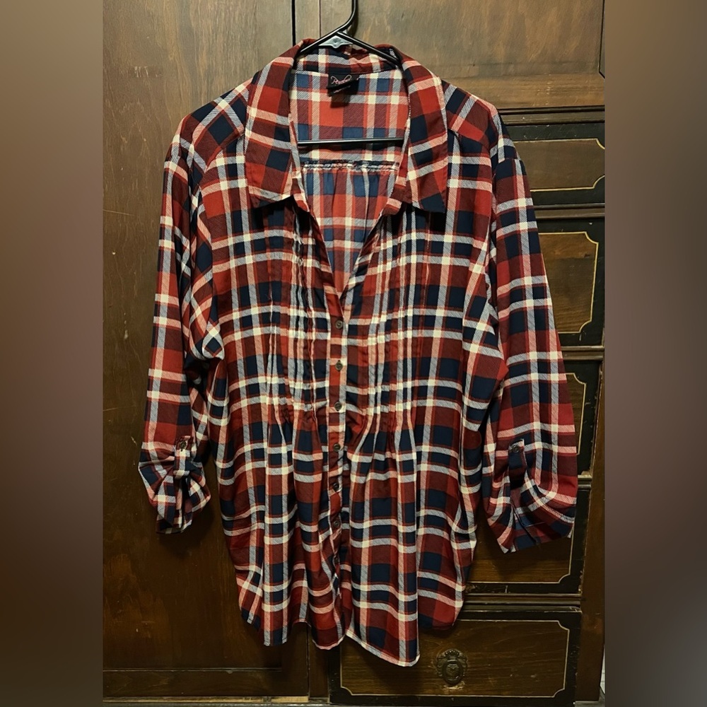 Penelope’s Closet Red and Blue Plaid Shirt